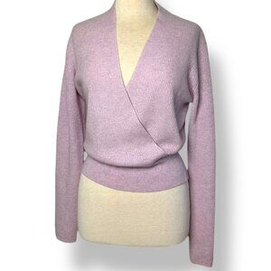 Marta's 100% Cashmere V Neck Wrap Front Sweater Lavender Pink Long Sleeve Sz XS